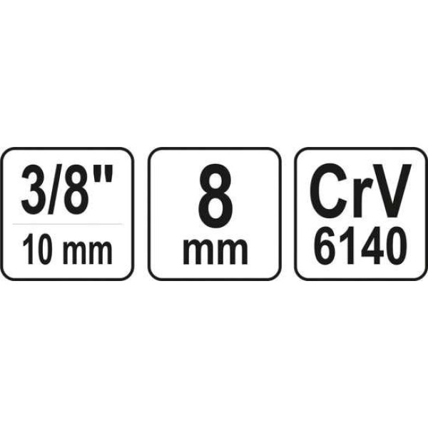 Перехідник для біт YATO квадрат 3/8" (F) HEX М8 (M) YT-12961