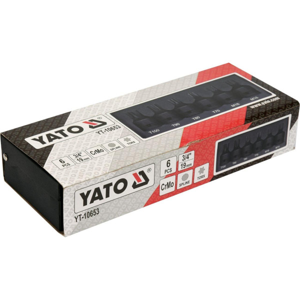 Набір ударних біт Torx/Spline 3/4" T70-100 M16 M18 YATO 6 шт. YT-10653