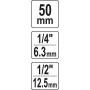 Перехідник ударний для викруткових насадок 1/2" x HEX-1/4" YATO 50 мм YT-04691