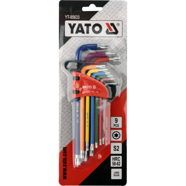 Набір ключів TORX TR T10-T50 Г-подібних двосторонніх YATO 9 шт. YT-05633