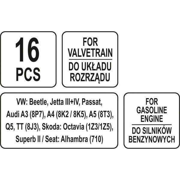Набір фіксаторів ГРМ для VAG TSI/TFSI YATO 16под. YT-06024