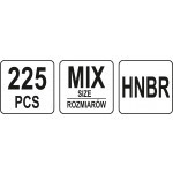 Набір гумових прокладок різних розмірів YATO 225 шт YT-068791