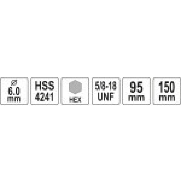 Держатель со сверлом 6мм YATO HEX10 для корончатых сверл с резьбовым креплением 5/8" YT-43991