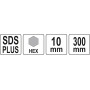 Удлинитель для держателей корончатых сверл SDS+ для HEX10 YATO 300мм YT-43993