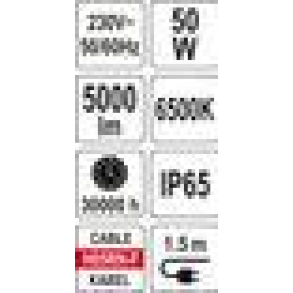 Прожектор переносной SMD LED YATO 50Вт 230В 5000лм 70диодов YT-81839