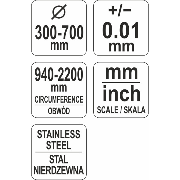 Циркометр для кола 940-2200мм і діаметра 300-700мм YATO YT-71701