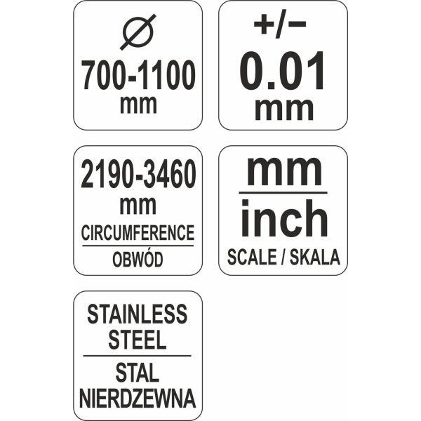 Циркометр для кола 2190-3460 мм і діаметру 700-1100 мм YATO YT-71702