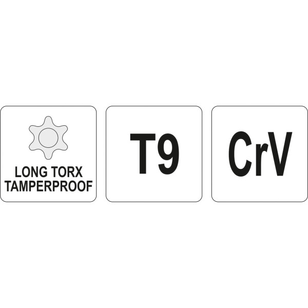 Ключ TORX Г-подібний 2-сторонній Т9 YATO 16х80мм YT-05493