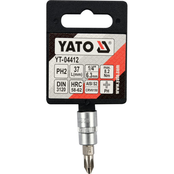 Головка торцевая 1/4" 37 мм с отверточной насадкой "Philips" РН2 YATO YT-04412