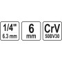 Головка торцевая шестигранная 1/4" М6 YATO 25мм YT-14123