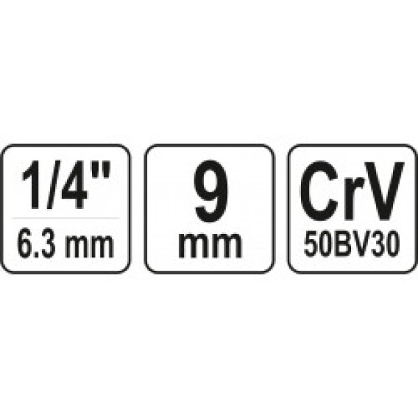 Головка торцевая шестигранная 1/4" М9  YATO 25мм YT-14126