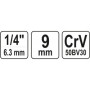 Головка торцевая шестигранная 1/4" М9  YATO 25мм YT-14126