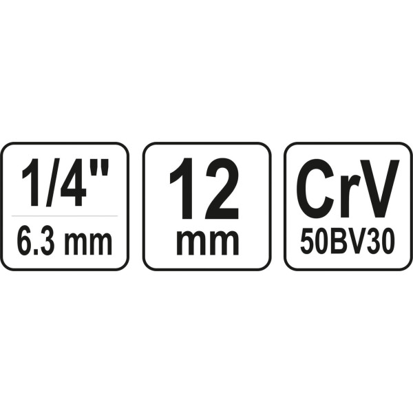 Головка торцевая шестигранная 1/4"  М12  YATO 25мм YT-14128