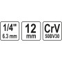 Головка торцевая шестигранная 1/4"  М12  YATO 25мм YT-14128