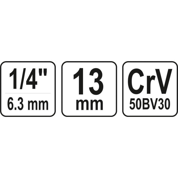 Головка торцевая шестигранная 1/4"  М13 YATO 25мм YT-14129