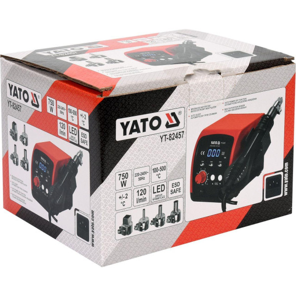 Фен мережева станція YATO 750 Вт 100 - 500°С світлодіодний дисплей YT-82457