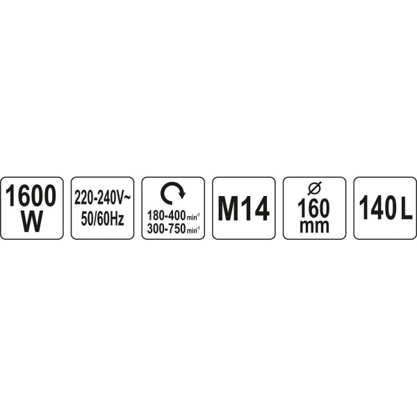 Міксер будівельний мережевий YATO 1.6 кВт 140мм 2 швидкості YT-82607