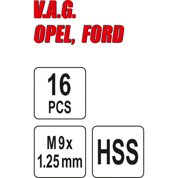 Набор для восстановления резьбы суппорта FORD/OPEL/VAG YATO 16шт. YT-17700