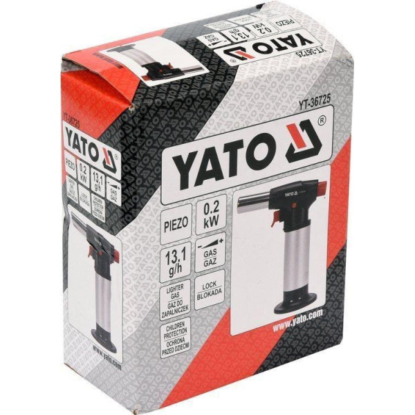 Горелка газовая с пьезоподжигом YATO 200Вт  расход 13,1г/час YT-36725