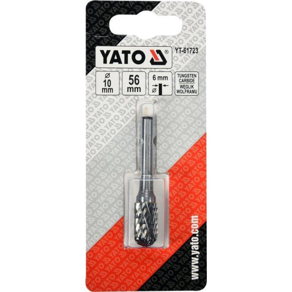 Фреза цилиндрическая закругленная по металлу из карбида вольфрама YATO 10х56мм YT-61723