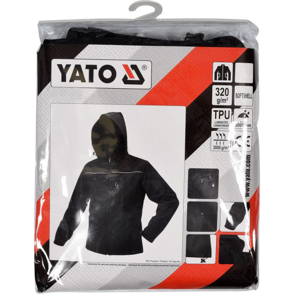 Куртка робоча SOFTSHELL чорна зі знімним капюшоном YATO розміри S - XXXL YT-79550