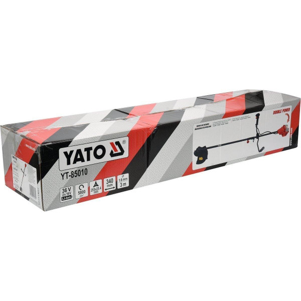 Тример акумуляторний YATO Li-Ion 2х18В 3 Агод ширина коса — 34 см без акумулятора YT-85010