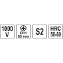 Викрутка діелектрична PH1x80 мм YATO YT-2822