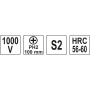 Викрутка діелектрична PH2x100 мм YATO YT-2823