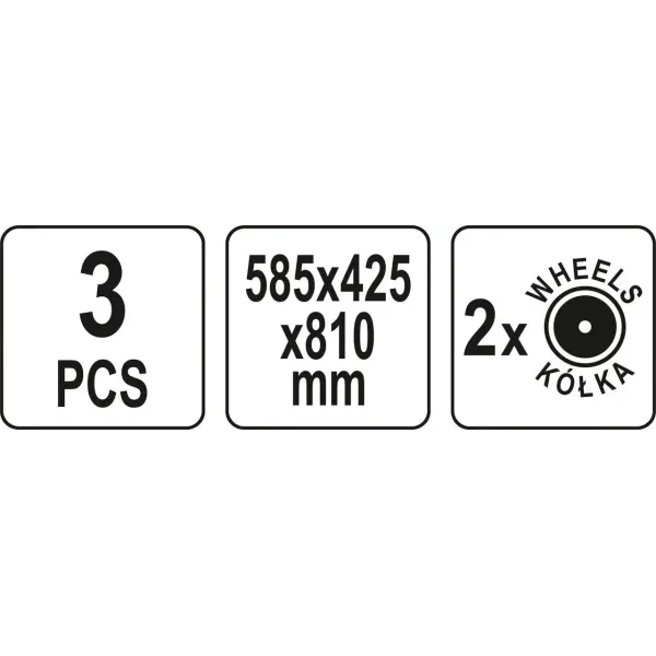 Ящик для инструментов трехсекционный с 2 органайзерами YATO 585х425х810мм YT-09161