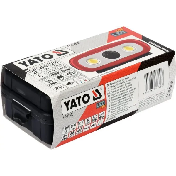 Светильник переносной светодиодный с динамиком YATO  LI-ION 2000лм 4400 мАч YT-81808
