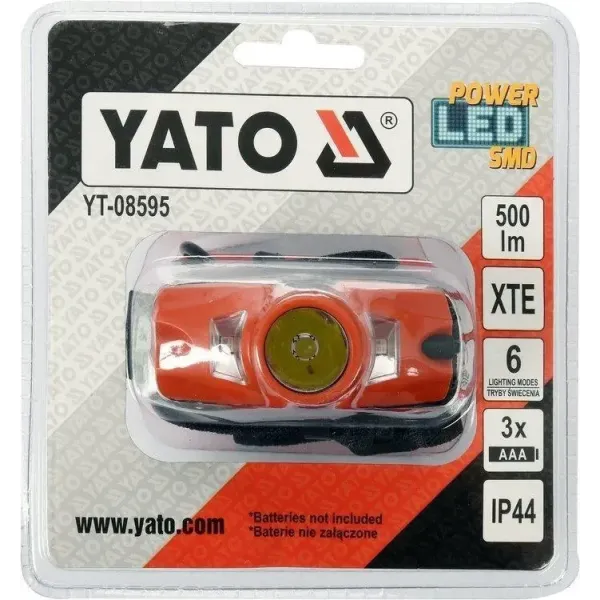 Фонарик налобный  YATO 500лм 70м  3хAAA YT-08595