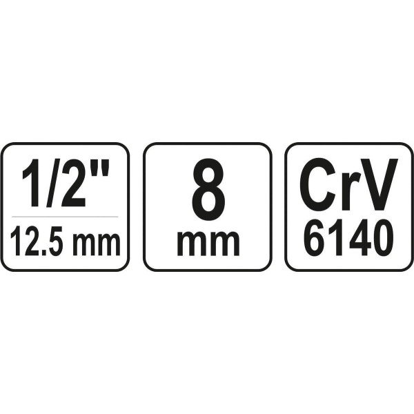 Перехідник для біт YATO 1/2"(F) HEX M8 мм (M) YT-12951