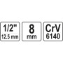 Перехідник для біт YATO 1/2"(F) HEX M8 мм (M) YT-12951