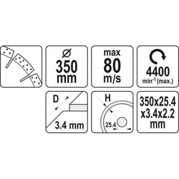 Диск алмазный сегментный по бетону YATO 350х25.4мм YT-60003