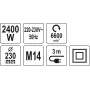 Шліфмашина кутова мережева YATO 2400 Вт YT-82105