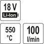 Фен технічний акумуляторний YATO 550°C (без акумулятора) YT-82285