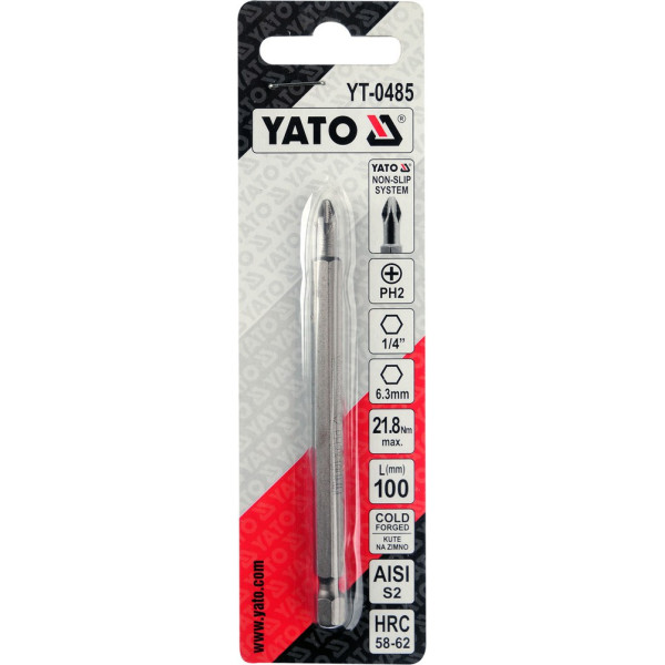 Викруткова насадка Phillips 1/4" PH2 х 100 мм YATO YT-0485