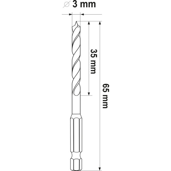 Свердло по дереву 3 - 16 мм спіральне YATO HEX 1/4" в асортименті YT-33860