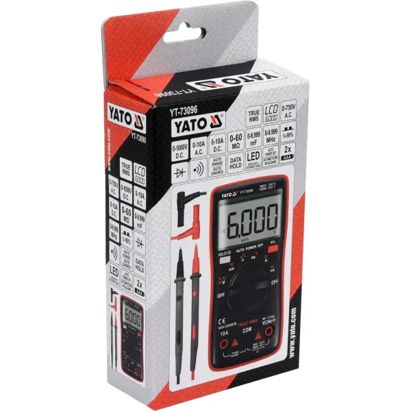 Мультиметр цифровий TRUE RMS з РК-дисплеєм YATO LCD 6000 YT-73096