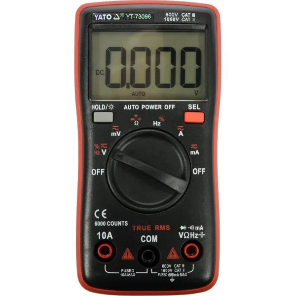 Мультиметр цифровий TRUE RMS з РК-дисплеєм YATO LCD 6000 YT-73096