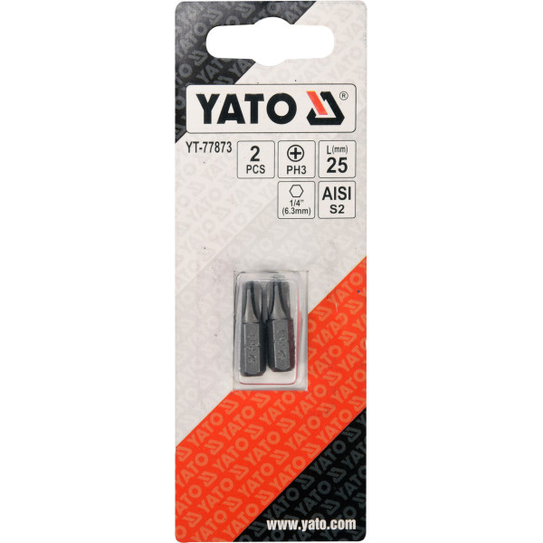 Насадка отверточная Phillips PH3 HEX 1/4" 2шт YATO 25мм / 50мм YT-77873