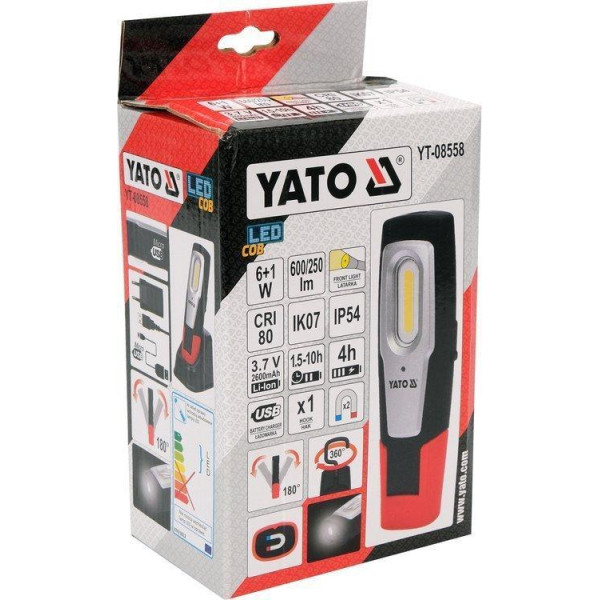 Ліхтар світлодіодний YATO Li-Ion 3.7В 2600 мА·год 600/250/120 лм YT-08558