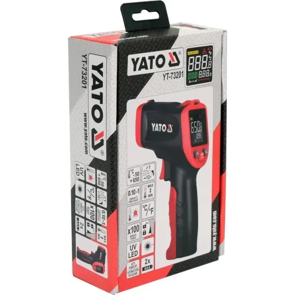 Пірометр безконтактний інфрачервоний YATO t -50° - +650 °C YT-73201