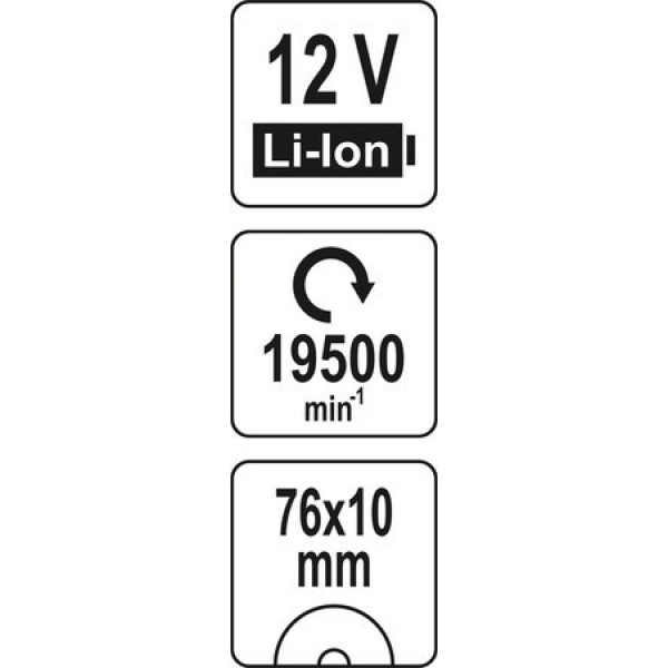 Шліфмашина акумуляторна безщіткова YATO Li-Ion 12 В диск 76/10 мм (без акумулятора) YT-82905