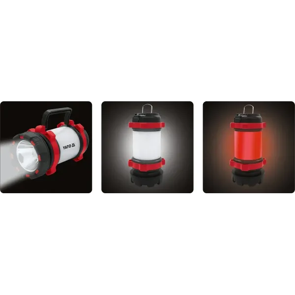 Ліхтар світлодіодний 3в1 акумуляторний YATO 6 режимів заряджання USB YT-08547