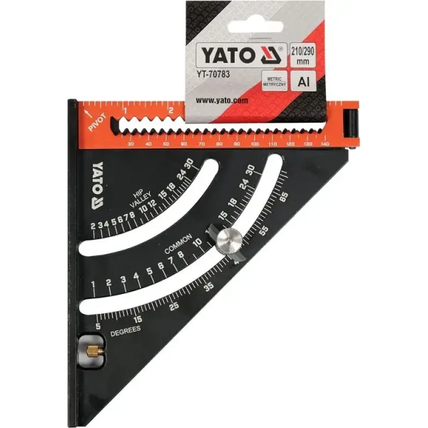 Косинець-транспортир алюмінієвий з ніжкою YATO 210/290 мм YT-70783