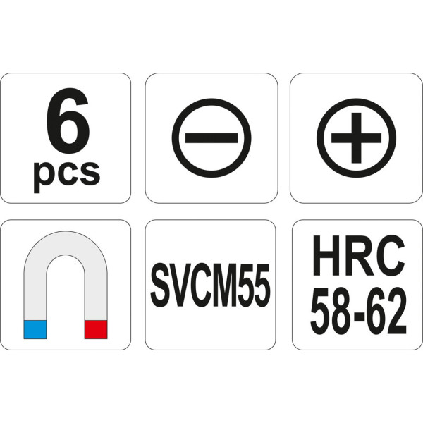 Набор отверток SL 5.5/6.5/8 PH 1/2/3 YATO 6 шт. YT-2668