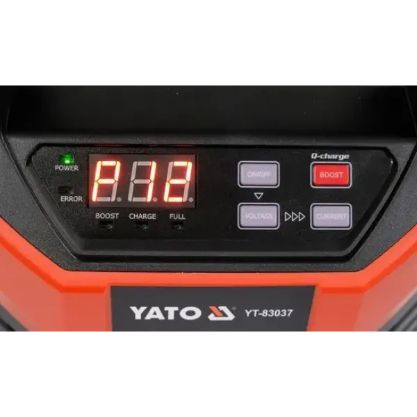 Зарядное устройство с LCD дисплеем YATO для аккумуляторов 12В 2A, 6A, 10A, 15A YT-83037