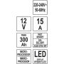 Зарядное устройство с LCD дисплеем YATO для аккумуляторов 12В 2A, 6A, 10A, 15A YT-83037