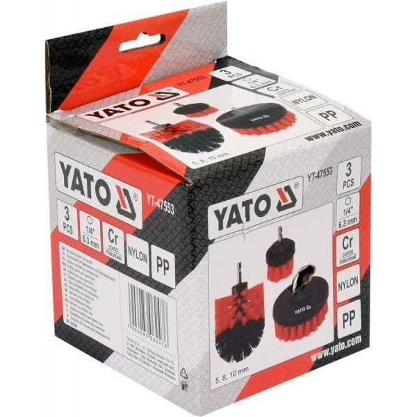 Набір щіток із нейлоновим ворсом для дриля HEX 1/4" YATO 3 шт. YT-47553